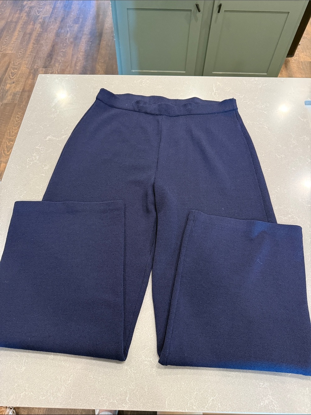St. John Navy Straight-Leg Knit Pants